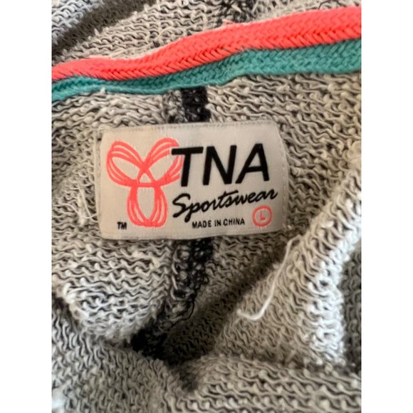TNA Men's L funnel hoodie sweatshirt gray long sleeve stretch pop over - Picture 7 of 9